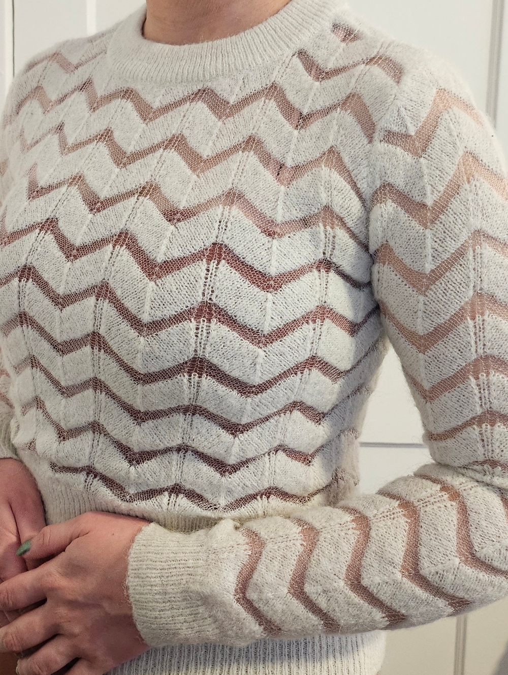 Hinge - Sheer Chevron Sweater XXS